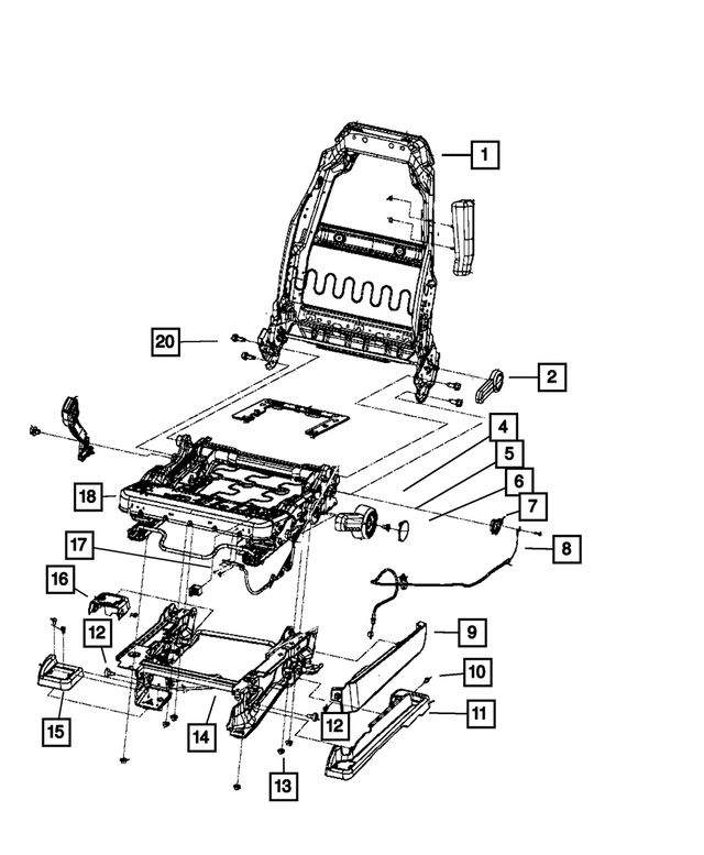 68088755AB - Interior Trim: Front Seat Back Frame for Mopar Image