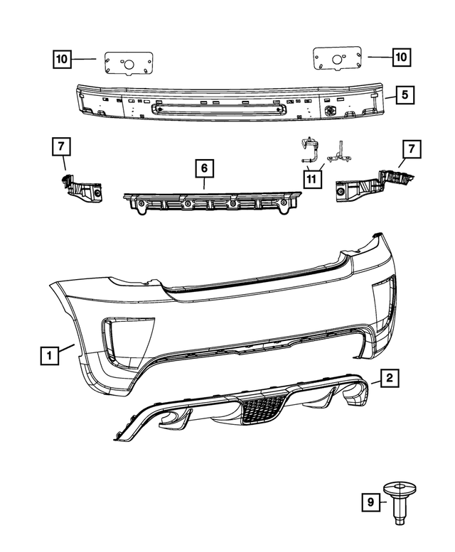 68070079AA - Frame, Bumper and Fascia: Rear Fascia Support for Mopar Image