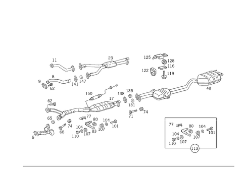 Exhaust System Used on Eight-Cylinder Gasoline Vehicles for 1993 Mercedes-Benz 500SEL #3