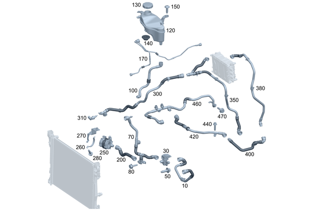 2975010100 - Cooling/Auxiliary Heating: Coolant Line for Mercedes-Benz: EQE 350, EQE 350 SUV, EQE 350+, EQE 350+ SUV, EQE 500, EQE 500 SUV, EQE AMG, EQE AMG SUV, EQS 450, EQS 450 SUV, EQS 450+, EQS 450+ SUV, EQS 580, EQS 580 SUV, EQS AMG, Maybach EQS 680 SUV Image image