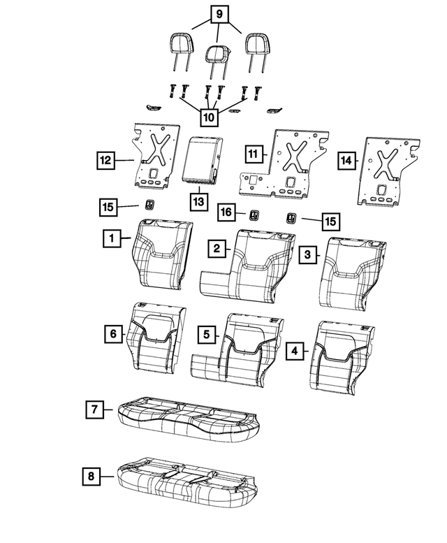 5ZV03LXHAA - Interior Trim: Rear Seat Back Cover, Right for Jeep: Renegade Image