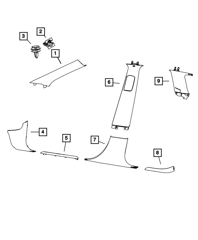 « 6EJ60HL1AA – Interior Trim : Pied Avant Moulure, Côté Droit pour Mopar Image »