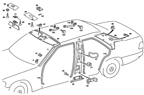 Roof Attachment Parts, Door Edge Guard Sections, Panelling for 1989 Mercedes-Benz 190 E #3