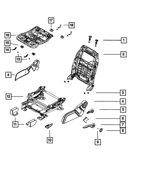 Front Seats - Adjusters, Recliners, Shields and Risers for 2018 Dodge Journey #2