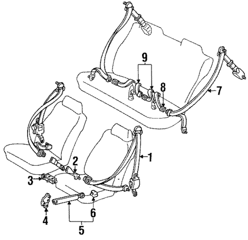 Rear Seat Belts for 1991 Lexus ES250 #0