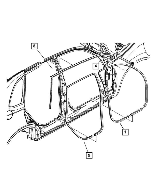 « XW45XXXAB – Body Sheet Metal Except Doors : Ouverture De Porte Arrière Joint D`etancheite, Côté Gauche pour Mopar Image »