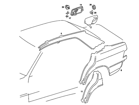 Roof Panelling, Rear Fenders for 1986 Mercedes-Benz 190E #0