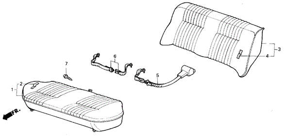 Rear Seat - Seat Belt 4DR for 1987 Honda Civic #0