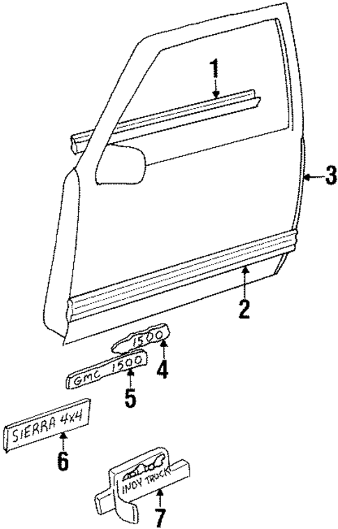 Exterior Trim - Front Door for 1992 Chevrolet C3500 #0