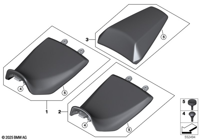 52537703580 - Seats and Seat Bench: Rubber Support for BMW-Motorrad Image
