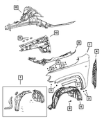68504093AA - Body Sheet Metal Except Doors: Wheelhouse Inner Silencer, Left for Mopar Image image