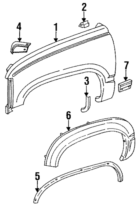 Exterior Trim - Fender for 1995 GMC Suburban C1500 #0