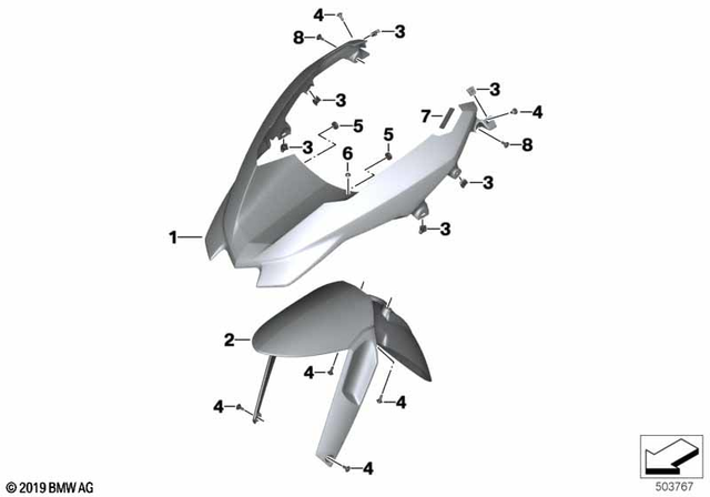 46618532312 - Frame and Mounting Parts: Front Wheel Fender - Rohteil/blank for BMW-Motorrad Image