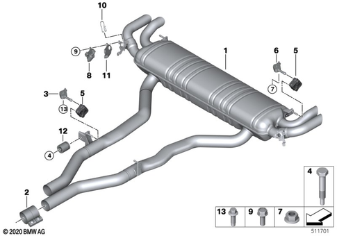 Exhaust System, Rear for 2019 BMW X6 M50iX #0