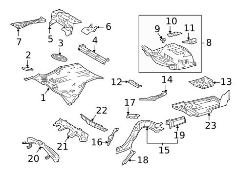 Rear Floor & Rails for 2022 Lexus LC500 #1