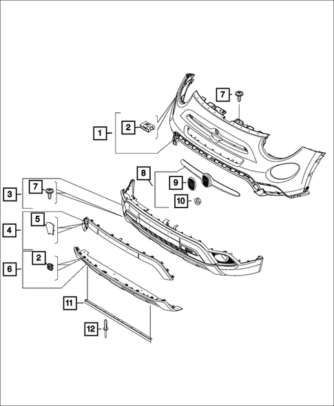 Front Bumper and Fascia for 2020 Fiat 500X #0