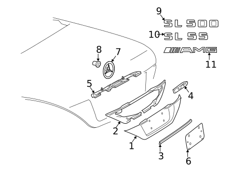 Exterior Trim - Trunk for 2009 Mercedes-Benz SL63 AMG #0