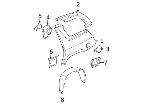 Quarter Panel & Components for 2004 GMC Envoy XUV #0