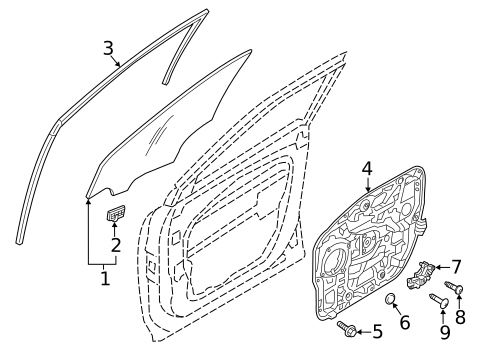 Glass - Front Door for 2017 Hyundai Santa Fe #0