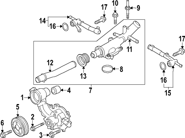 FT4Z5807B - Cooling System: Connector Tube Seal for Ford: Edge Image