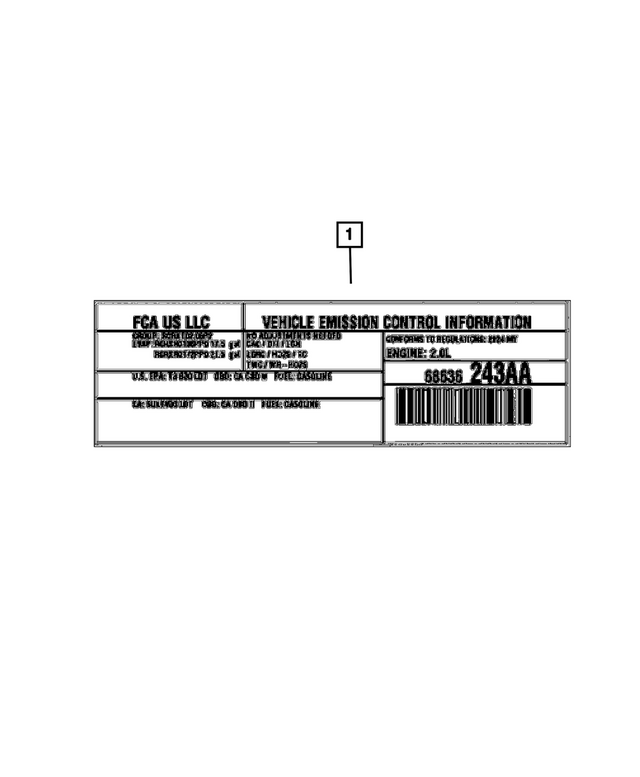 68495600AA - Labels: Vehicle Emission Control Information Label for Mopar Image