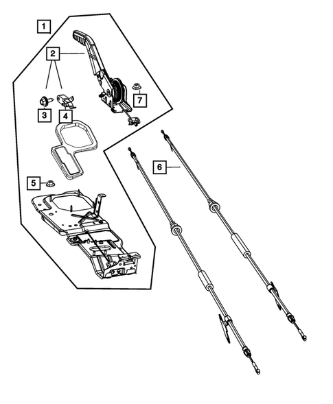 Parking Brake Lever, Cables, and Rear Disc Park Brake Assembly for 2010 Jeep Liberty #1
