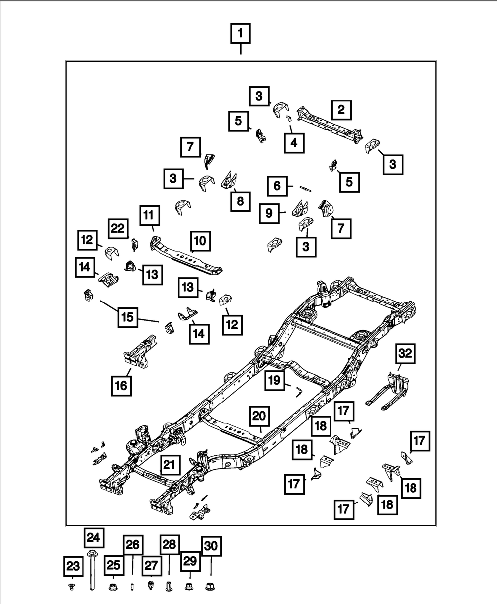 しも 2019-2025 Jeep Wrangler Chassis Frame Assembly 68525097AA