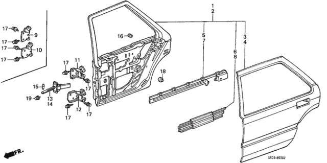 Rear Door Panels (4D) 4DR for 1987 Honda Accord #0