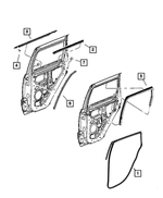 55399211AB - Doors, Door Mirrors and Related Parts: Rear Door Belt Inner Weatherstrip, Left for Jeep: Grand Cherokee Image