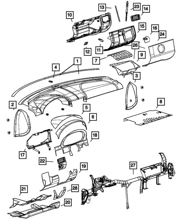 YB17XDVAA - : Instrument Panel Glove Box for Mopar Image