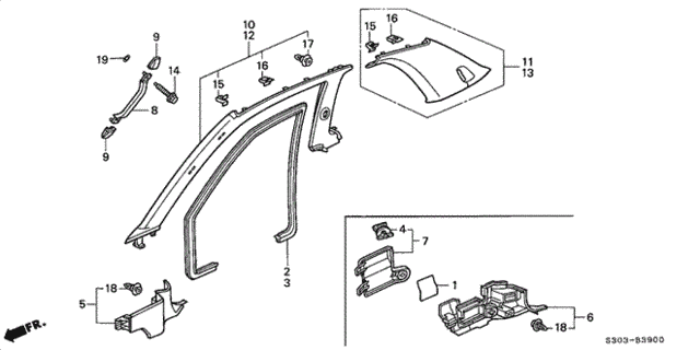 Pillar Garnish for 2000 Honda Prelude #0