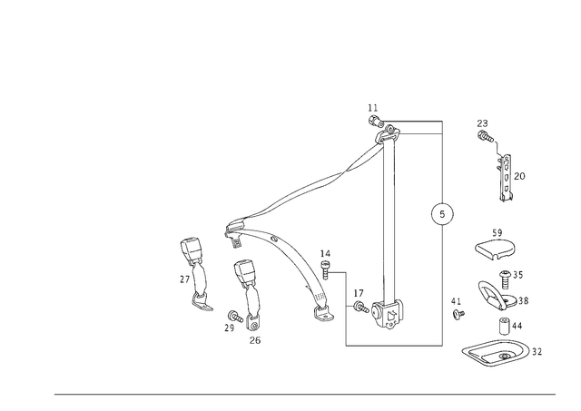 1638603785 - Rear Seat Bench: Seat Belt for Mercedes-Benz: ML320, ML55 AMG Image image