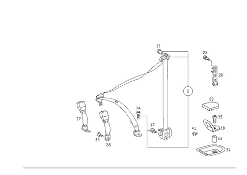 Rear Seat Safety Belt for 2000 Mercedes-Benz ML320 #1