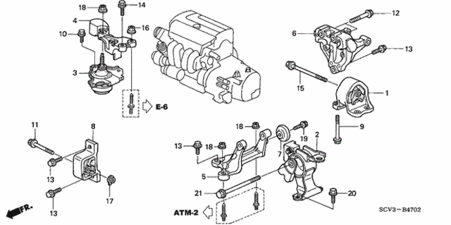 Engine Mounts (AT) (4WD) for 2005 Honda Element #0