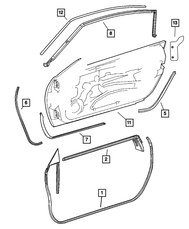 5142449AA - Doors, Door Mirrors and Related Parts: Door Opening Weatherstrip, Left for Mopar Image