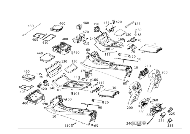 2136801008 - Trim: Housing, Center Console for Mercedes-Benz: CLS450, CLS53 AMG, E300, E350, E400, E450, E53 AMG, E63 AMG S Image image