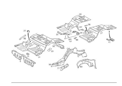 Rear End Floor for 1984 Mercedes-Benz 500SEC #0