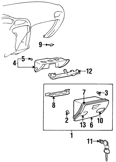 Glove Box for 1996 Hyundai Elantra #0
