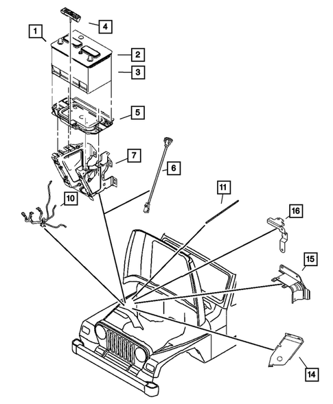 Battery Tray and Cables for 2005 Jeep Wrangler #0