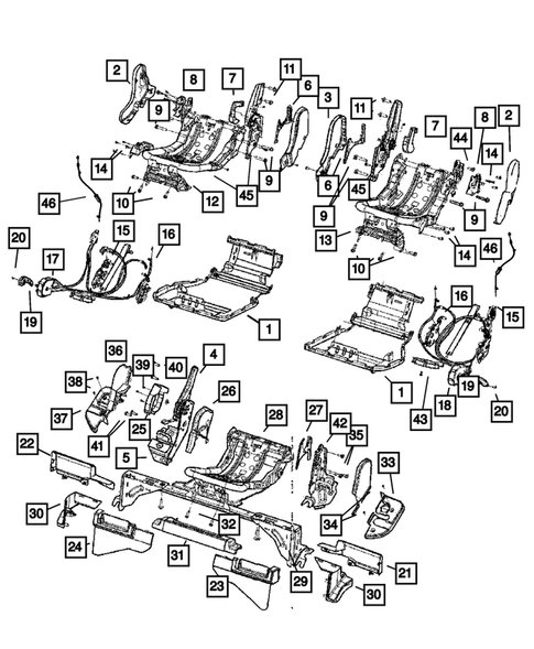 Rear Seats - Second Row - Adjusters, Recliners, Shields and Risers for 2008 Jeep Commander #0