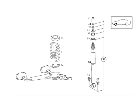 Springs and Suspension, Front for 1994 Mercedes-Benz E420 #1