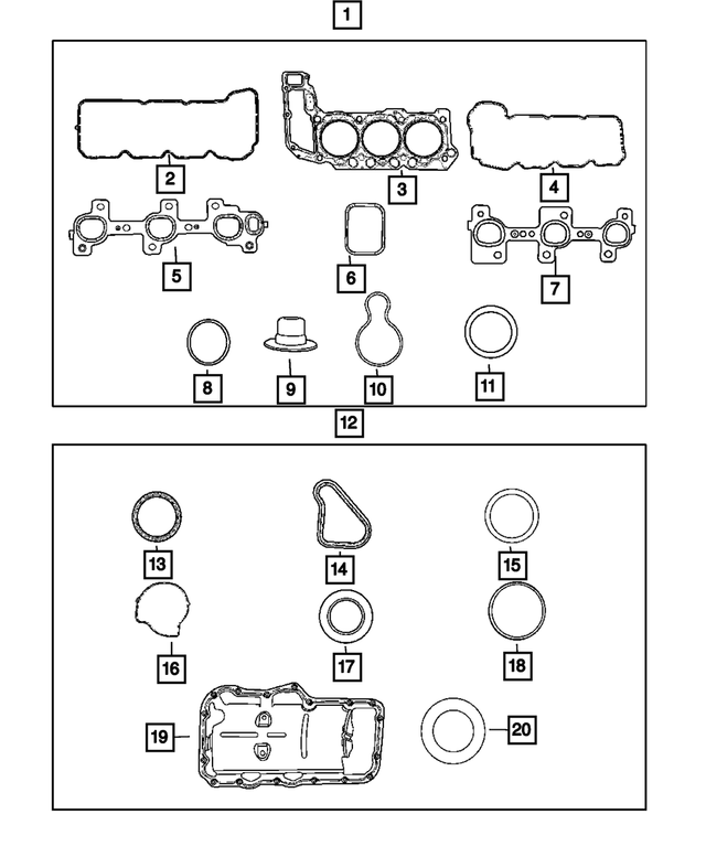 68003564AA - Engine 3.7L Six Cylinder: Engine Upper Gasket Package for Mopar Image