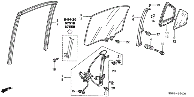 Rear Door Glass - Door Regulator for 2005 Honda Civic #0