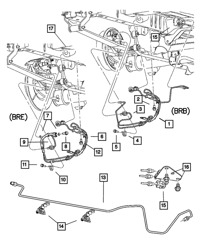 « 4721323AD – Service Brakes : Frein Flexible, Côté Gauche Arrière pour Mopar Image »