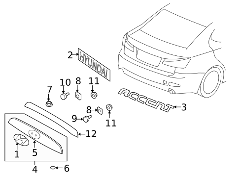Exterior Trim - Trunk for 2011 Hyundai Accent #0