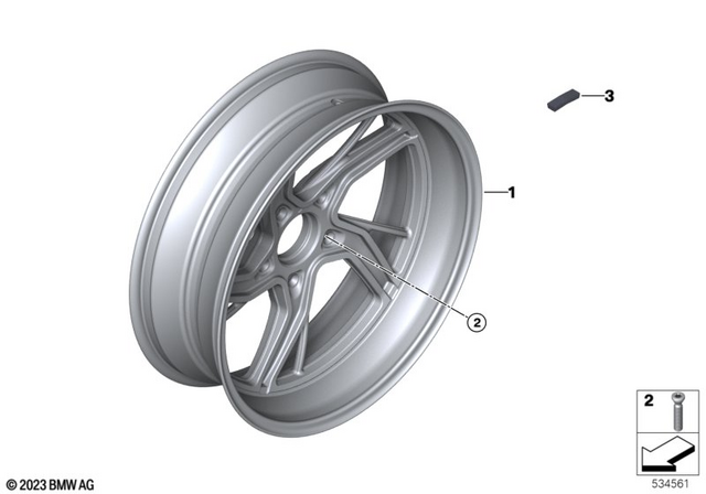 36317108124 - Wheels and Tires: Cast Wheel, Black, Rear - 4.0X16 for BMW-Motorrad Image image