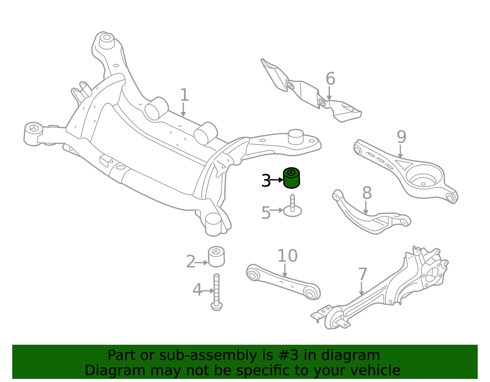 2007-2018 Volvo Suspension Cross-Member Rear Bushing 31329240 ...