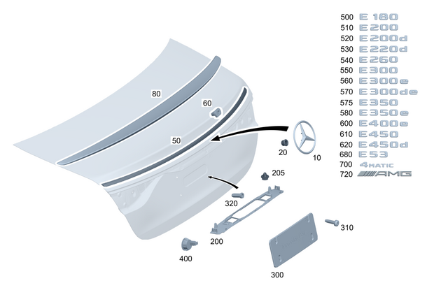 2147930100 - Rear-End Door/Trunk Lid/Liftgate: Rear Spoiler Attachment for Mercedes-Benz Image