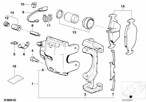 Front Brake/Brake Pad/Wear Sensor for 1992 BMW 740i #0