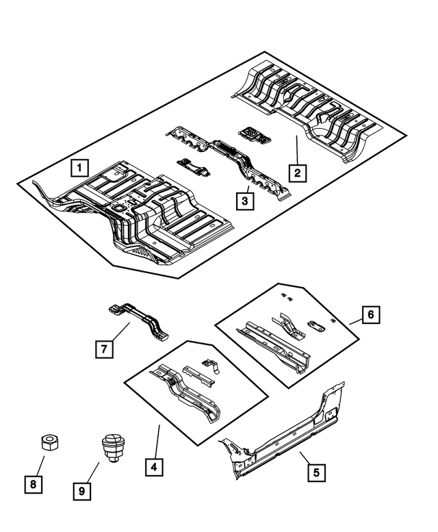 68036568AF - Body Sheet Metal Except Doors: Front Floor Pan for Mopar Image